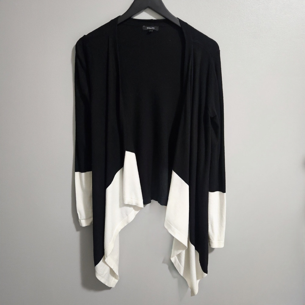RW&CO. Black and White Draped Cardigan